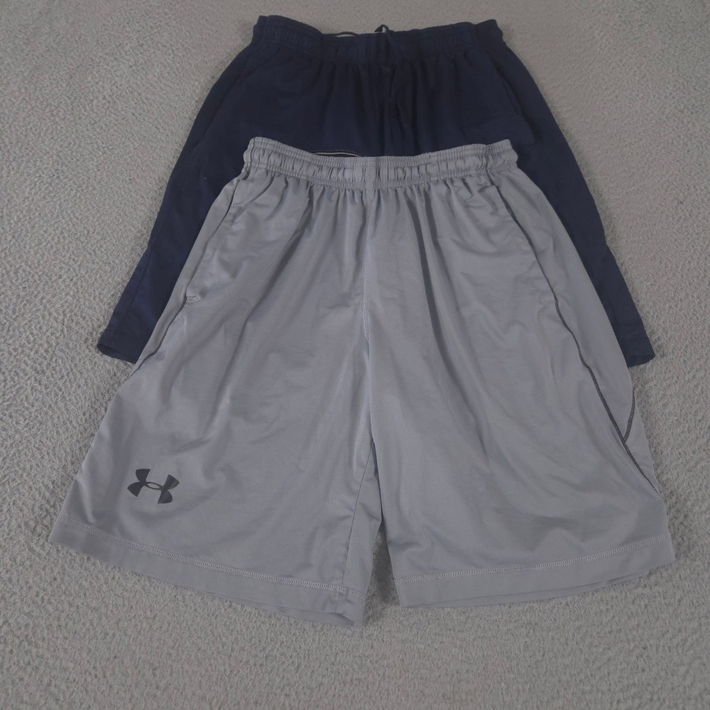 LOT OF 2 Under Armour Shorts Mens M Multi UA Raid 10" HeatGear Athletic Pockets
